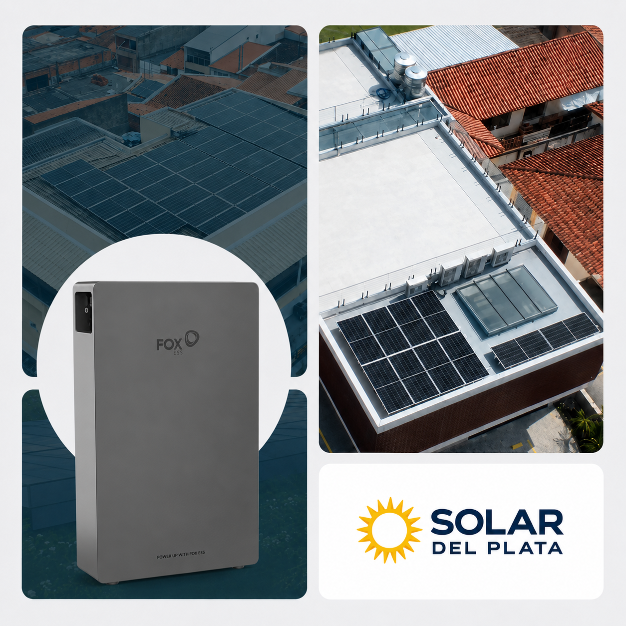 Collage de sistema de almacenamiento de energía Solar del Plata